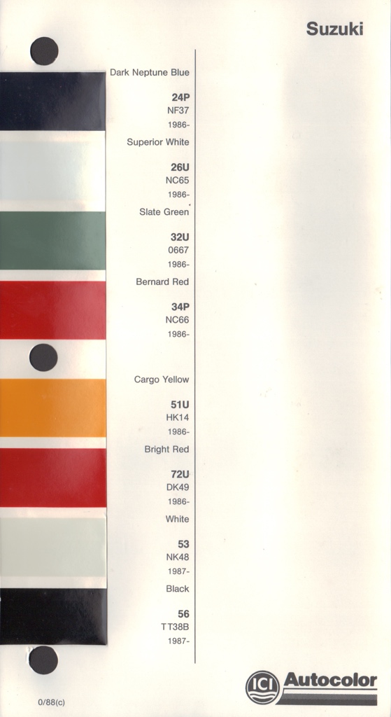 1986 - 1994 Suzuki Paint Charts Autocolor 1